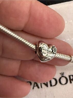 AND Silver Heart Charm Bracelet Accent